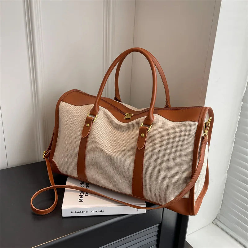 Women Canvas Large Capacity Travel Bags Custom Logo Travel Storage Handbag Vintage Fitness Luggage Bag Personality Customization