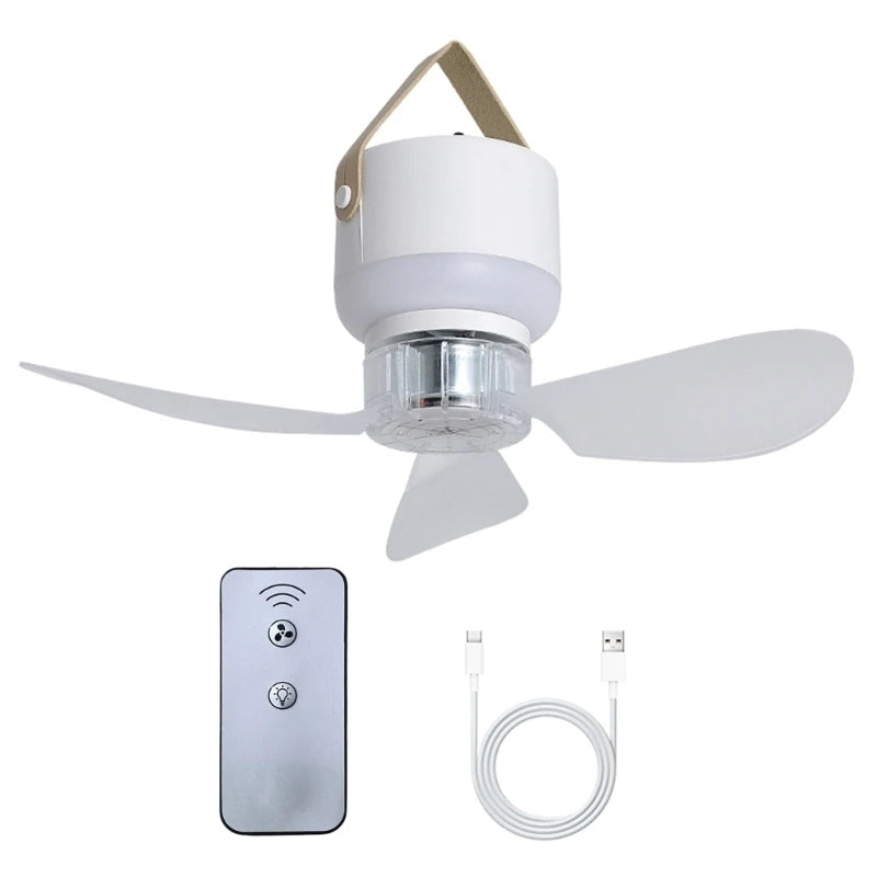 11.4Inch USB Rechargeable Camping Fan With Remote Control And LED Light 3 Speed 3 Brightness Level For Tent Outdoor