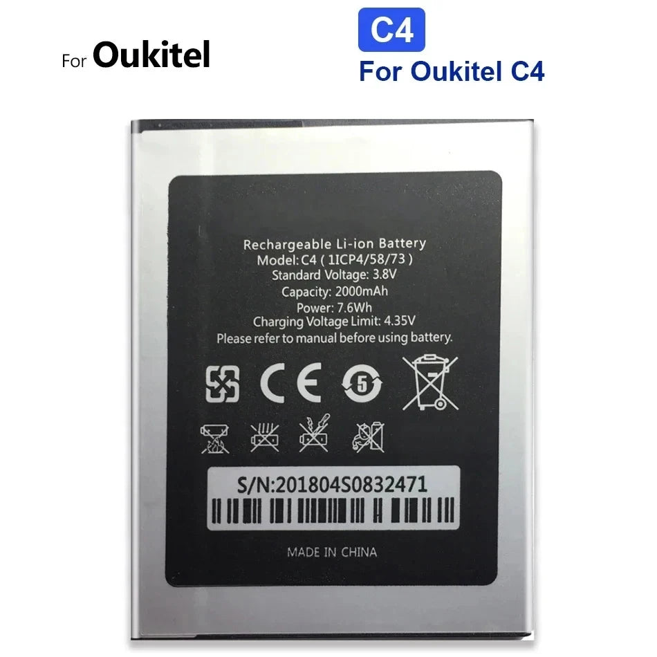 Battery for Oukitel U25 U20 U16 U15 U11 U7(pro Plus MAX) U22 U18 U10 C21 C18 C17 C15 C12 C11 C5 S70 Pro C25 C10 C8 C4 C2 S80 S77