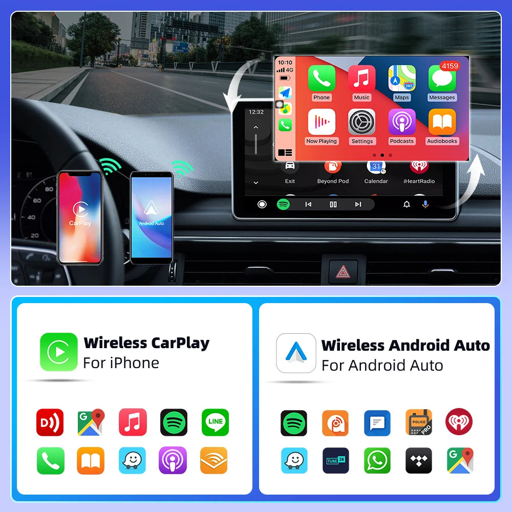 2025 New Wired to Wireless CarPlay 2 in1 Mini Adapter Android Auto Smart Box Plug and Play Auto Connection OTA Update Universal