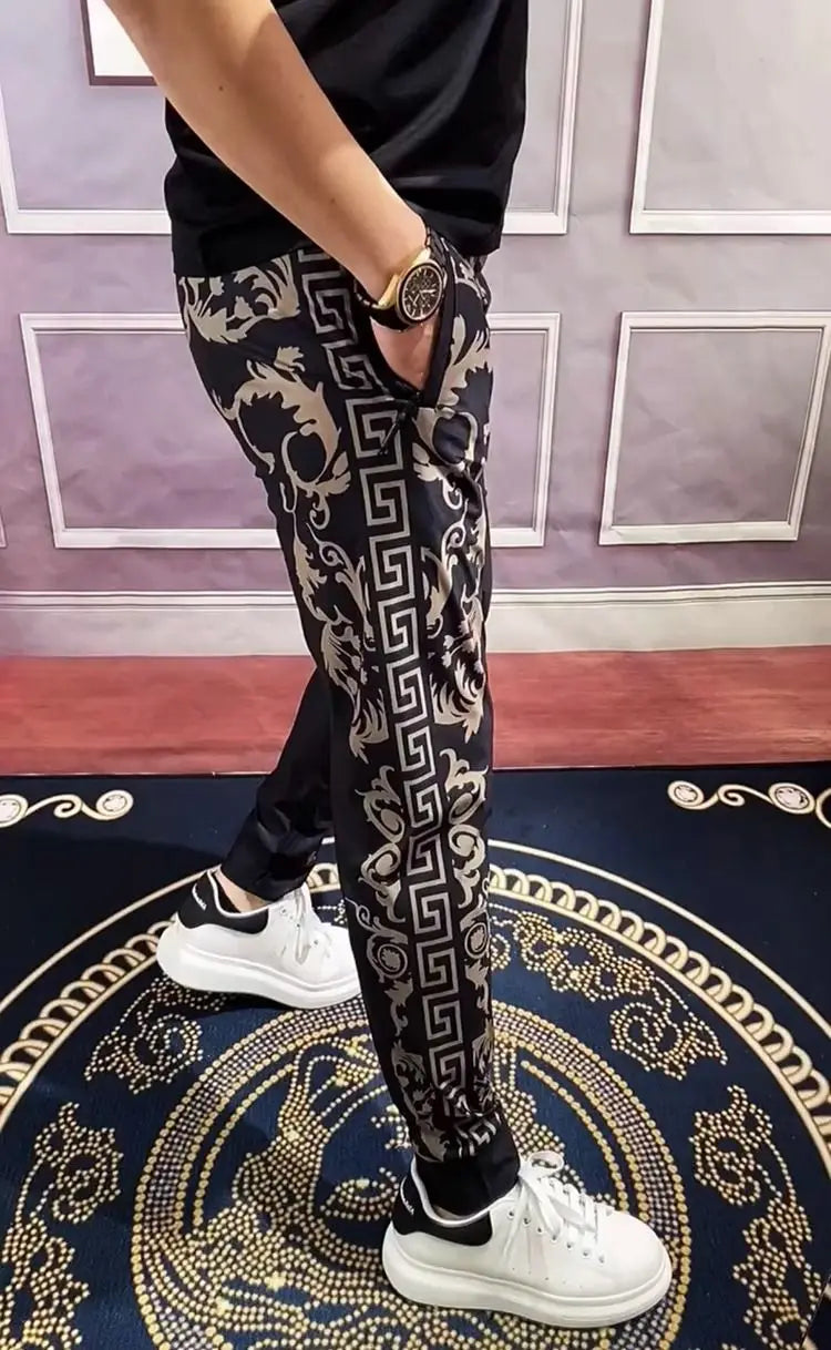 Men's Clothing Distinctive Printed Fashion Sports Pants Summer Thin All-match Slim-fit Stretch Casual Pants