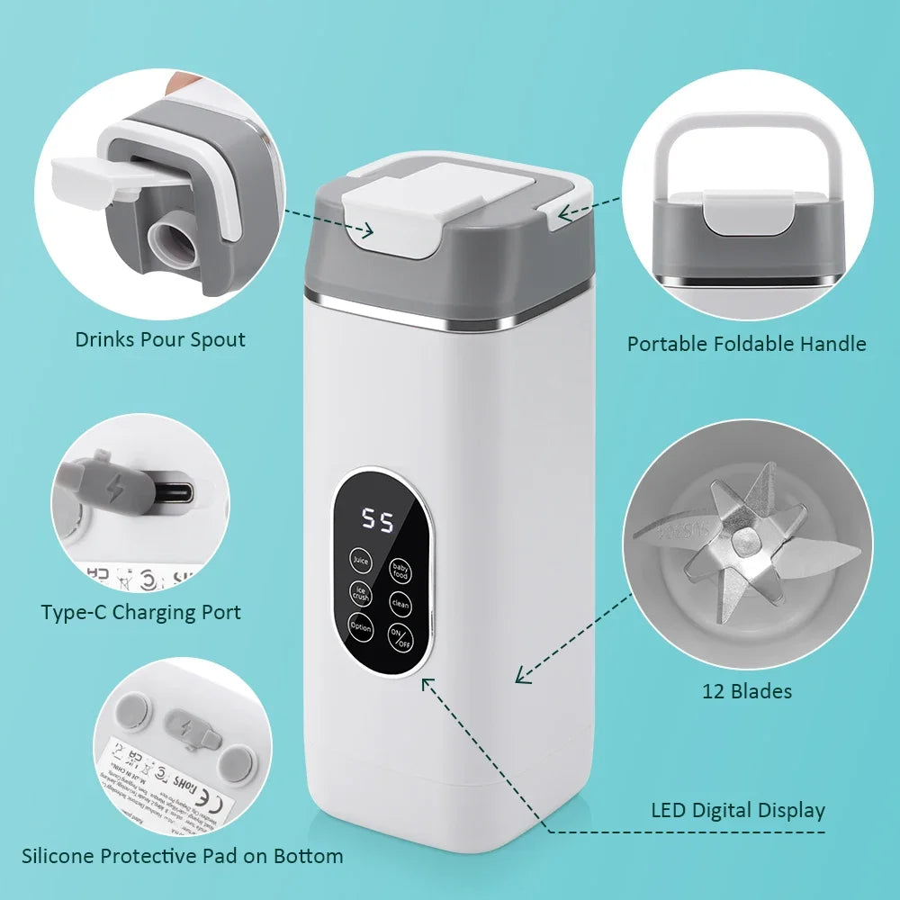6 Color 400ml Portable USB Blender Electric Travel Juicer Cup For Smoothie Milkshake Kitchen Mini Mixer Tool