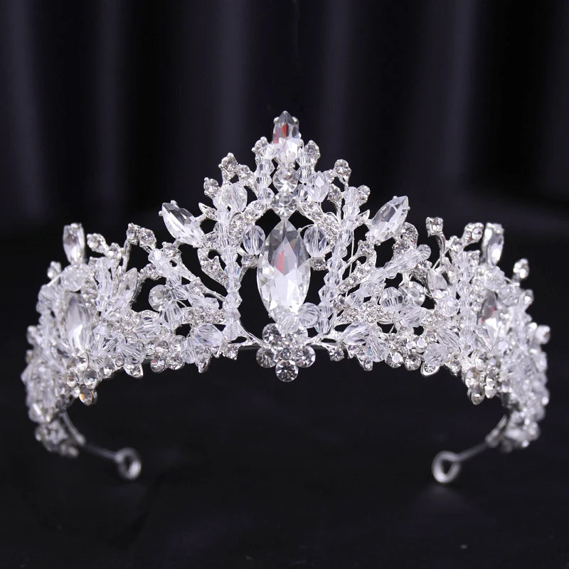 Bridal Wedding Hair Accessories Silver Crystal Hair crown alloy diamond crown women's fashion high-end atmospheric headdress