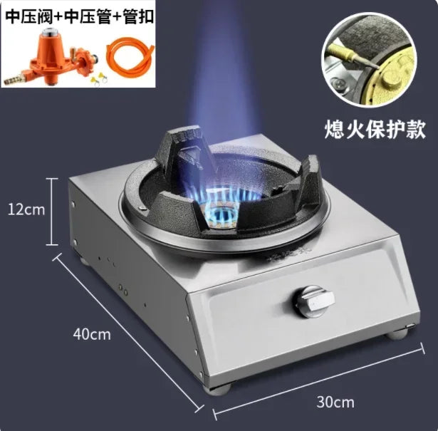 Single Double Burner Stainless Steel Gas Stove High Pressure LPG Commercial Home Cooking IAA
