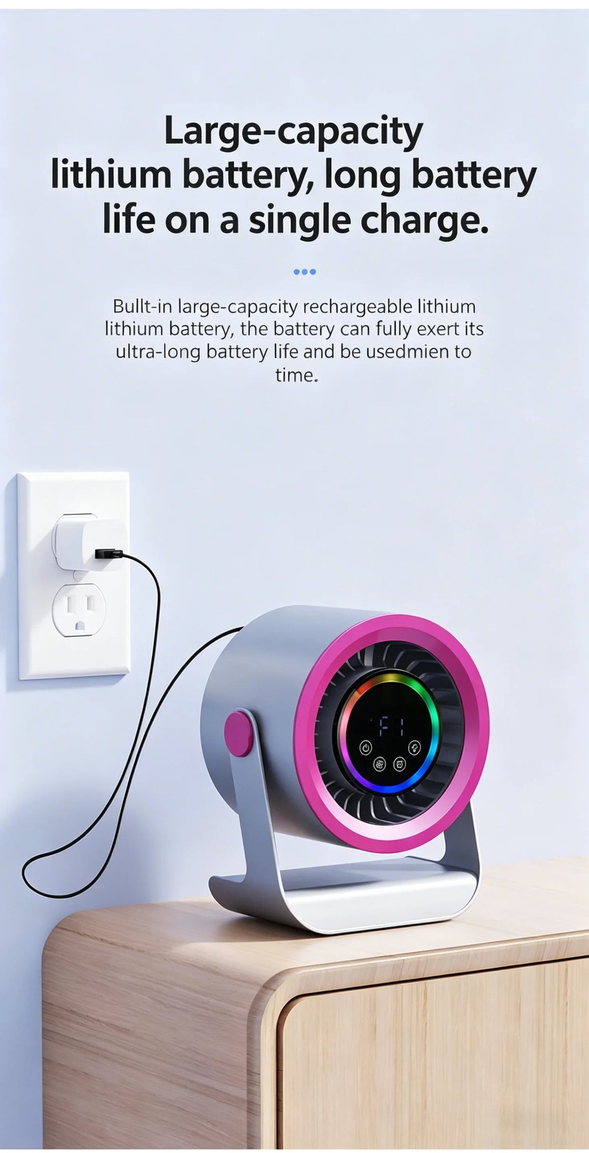 Hot-Selling New Air-Conditioning Circulating Mini Fan With Touch Control And Digital Display, Suitable For Dormitory Bed, Silent