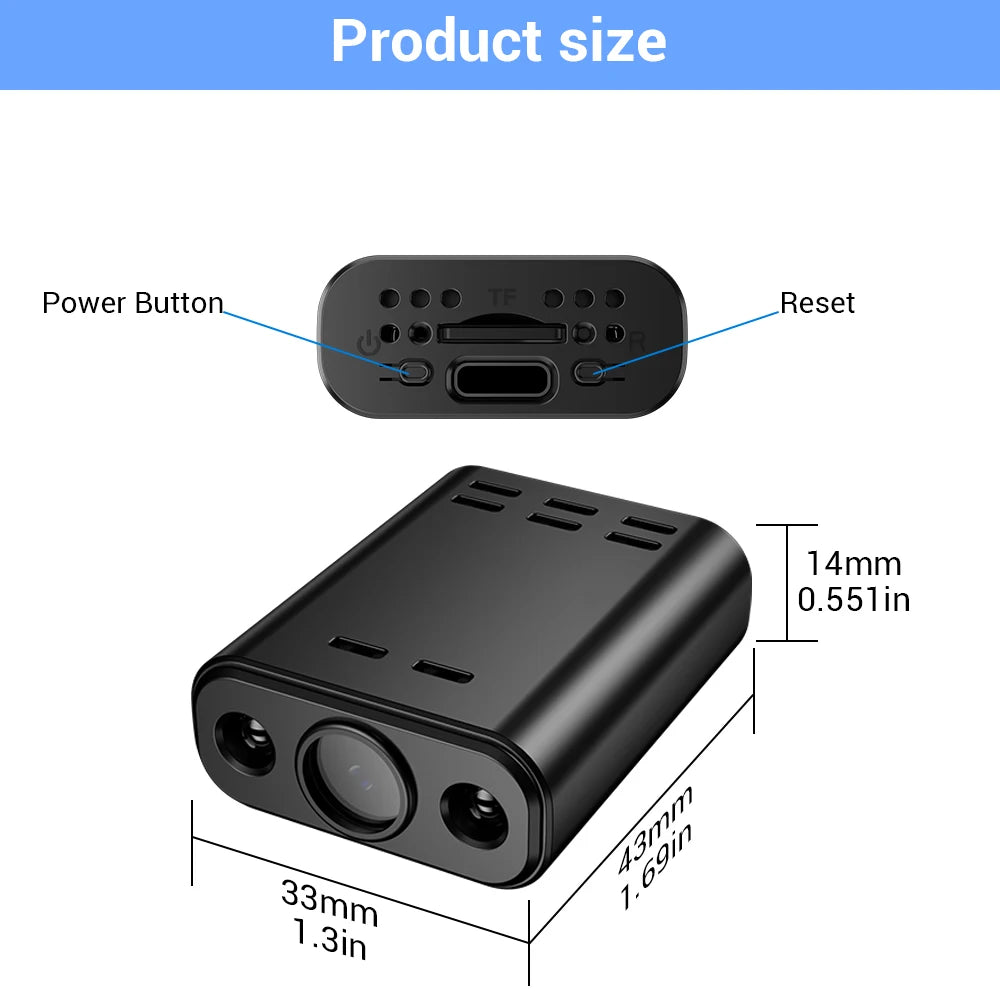 PEGATAH 5MP HD Mini WIFI Body Camera Built-in Battery Human Tracking IP Remote Monitoring IR Night Vision Protable Camcorders