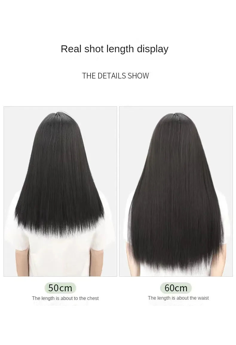 Wig Women's Long Hair Three-piece Seamless Wig Patch Straight Hair Extensions Invisible Artificial Hair Extensions Synthetic