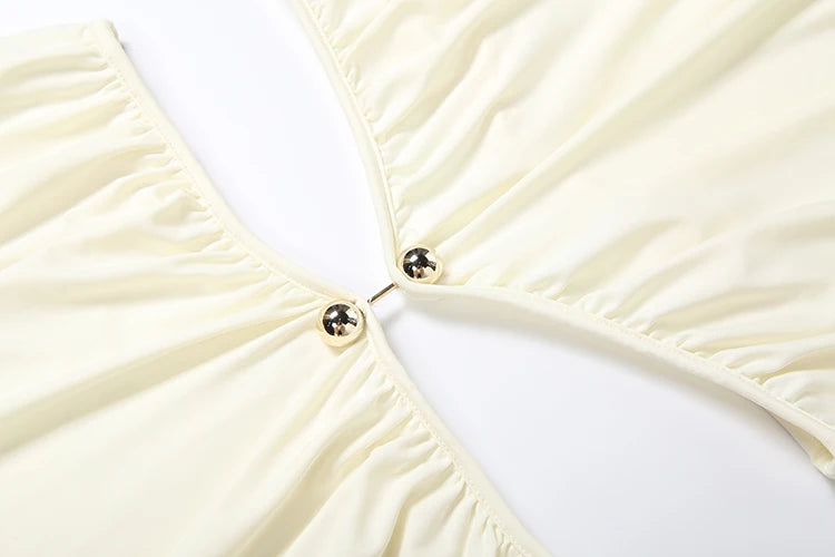 Sisterlinda Metal Patchwork Waistless Long Dresses Women o-Neck Sleeveless Summer Vacation Y2K Style Ruched Elegant Vestidos