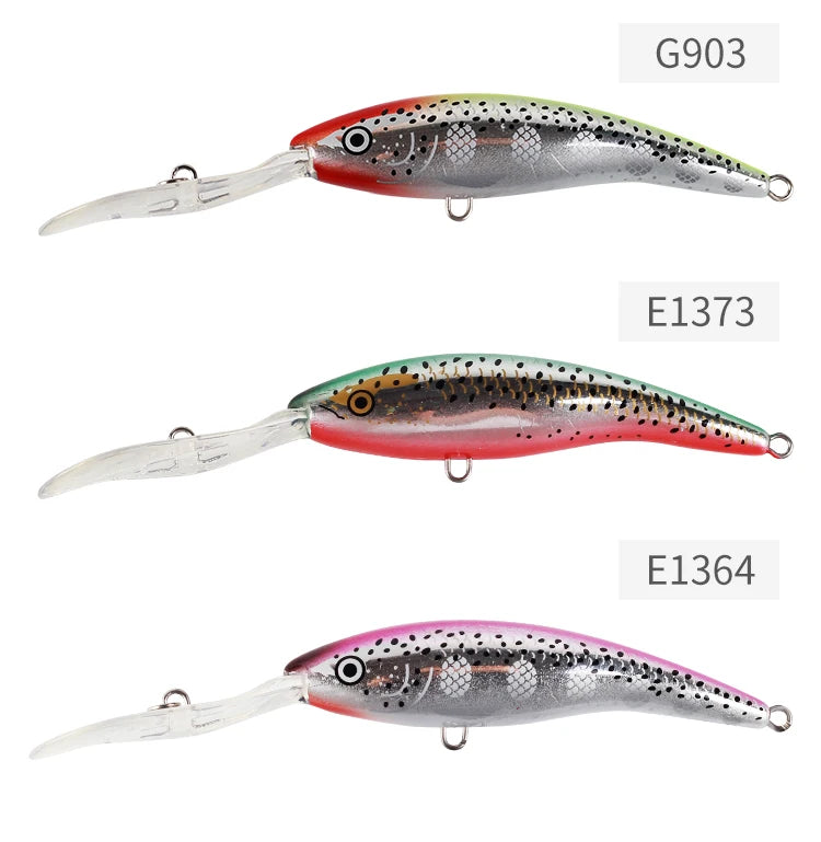FM33 Deep Tail Dancer Hard Bait 75mm 10g  90mm 14.3g 105mm 23g Deep Diving Minnow Lure Wobbler Bass Pike