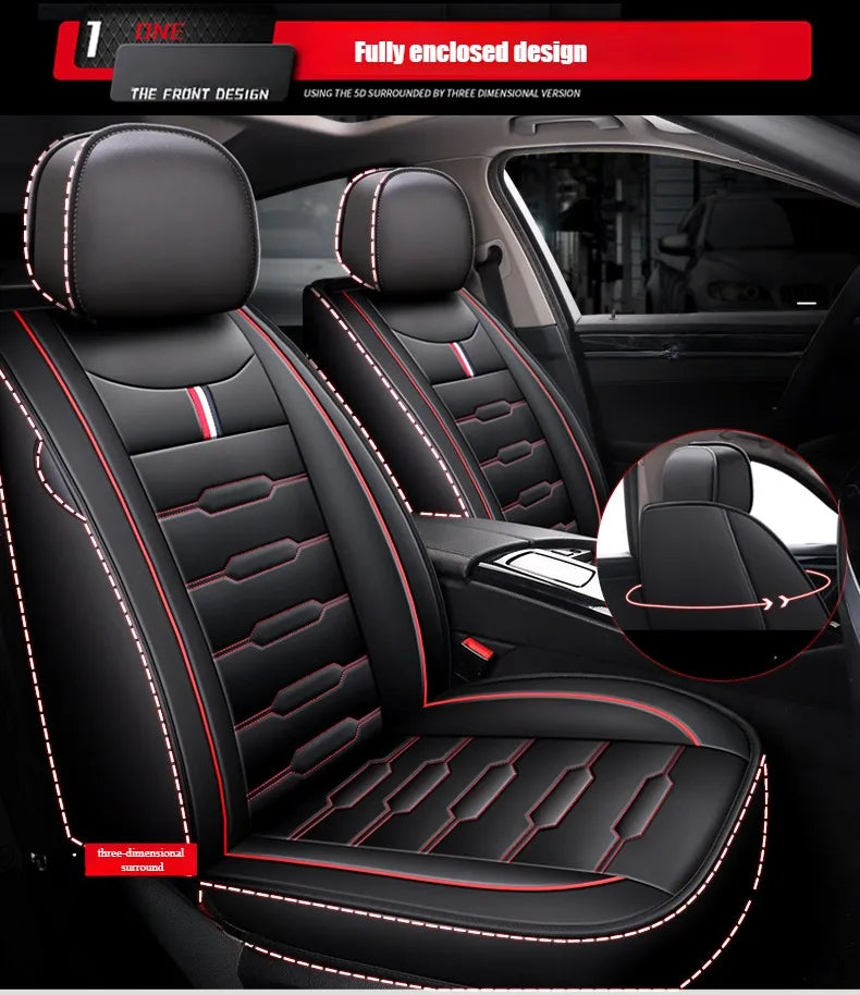 5- Seater Full Seat Universal Car Seat Cover, Breathable and Waterproof Faux Leather Automotive Seat Covers for Cars SUV Sedan