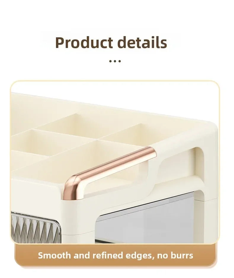 High End Makeup Storage Box - 3-Layer Minimalist Lipstick Drawer Cabinet Organizer