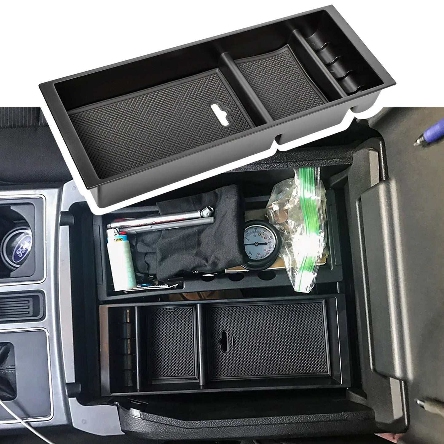 For Ford Raptor F-150 F150 2015-2020 Car Center Console Armrest Storage Box Organizer Tray Accessories 2019 2018 2017 2016