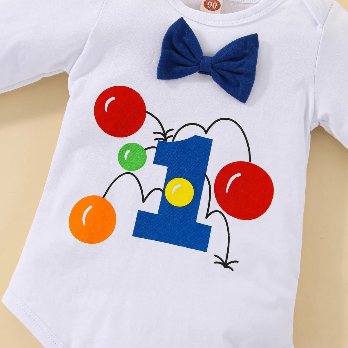 Prowow Baby Boy Cake Smash Outfits Balloon Letter"1" Romper and Y-back Strap Pants 3pcs Sets Baby Boy One Year Birthday Clothes