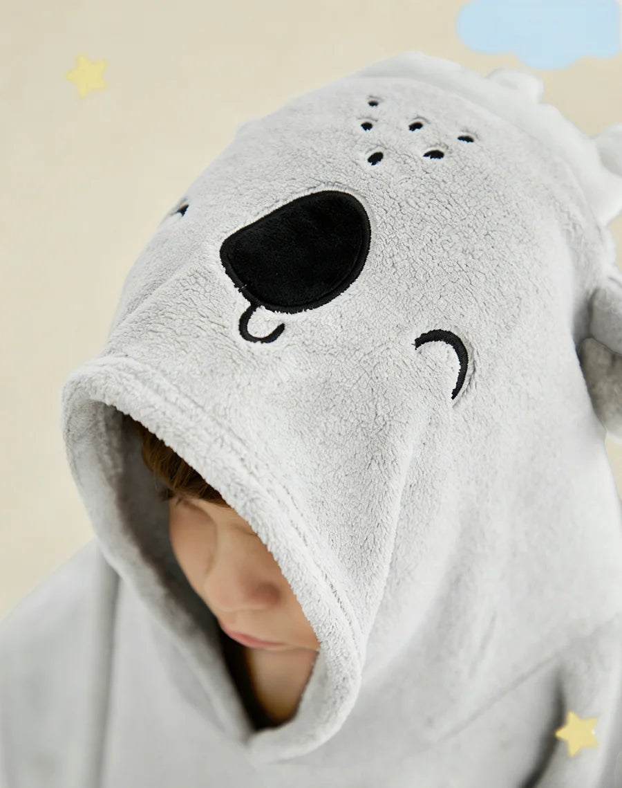 1pc Gray Highly Absorbent Hooded Baby Bath Towel With Koala Design, For Bathroom Use