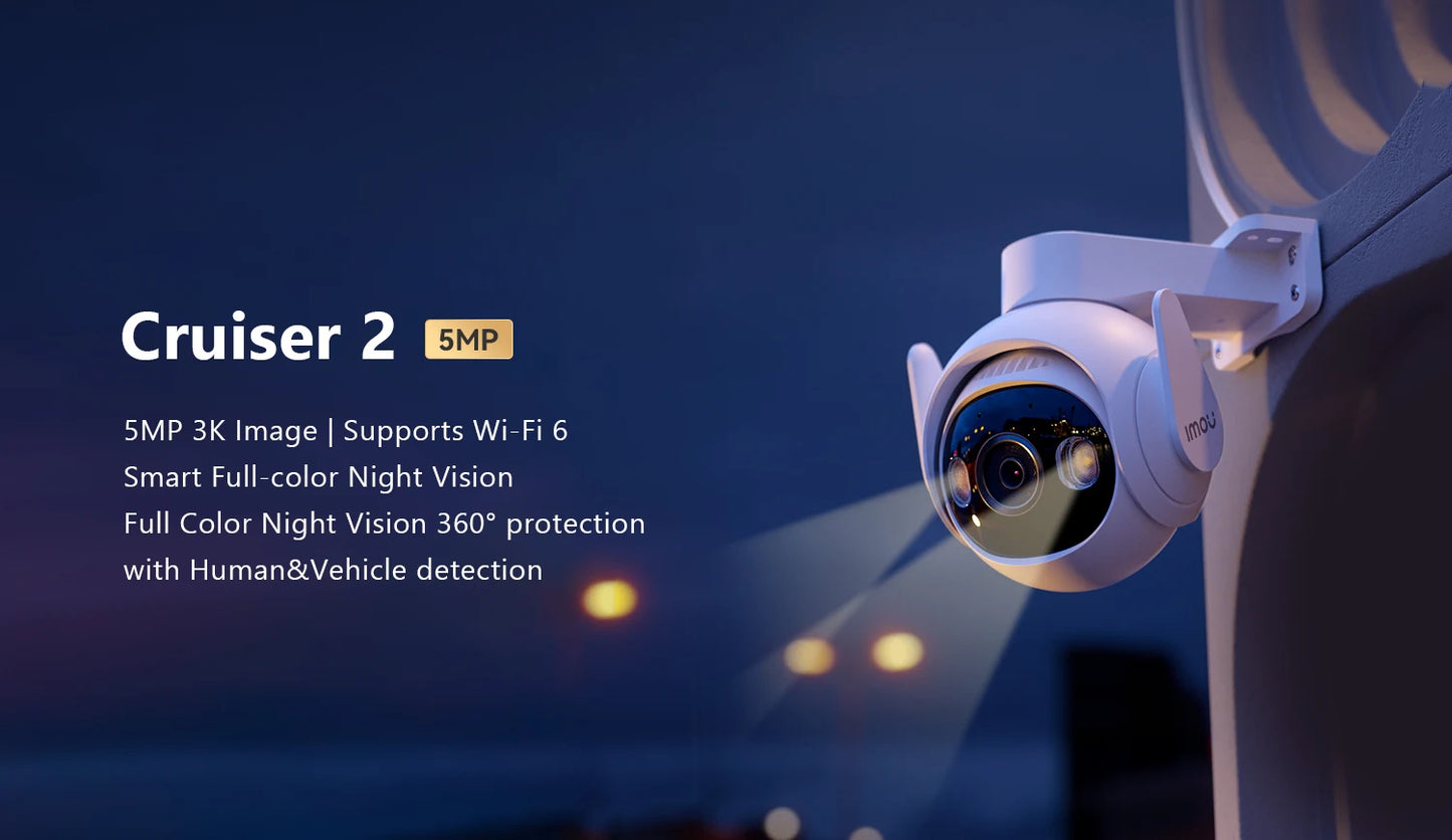 IMOU Cruiser 2 3/5MP Outdoor PTZ WiFi Camera IP66 Weatherproof Camera Two Way Talk Colorful Night Vision Human Vehicle Detection
