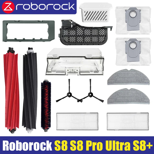 Compatible For Roborock S8 / S8 Plus Replacement Spare Parts Roller Main Side Brush Hepa Filter Mop Cloth Dust Bag Accessories