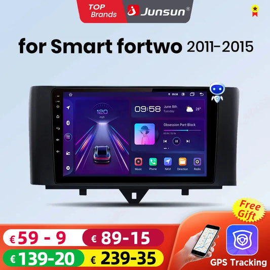 Junsun Wireless CarPlay Android Auto Radio For Smart Fortwo 451 2005 - 2015 Car Intelligent Systems RDS BT DSP 2 din autoradio