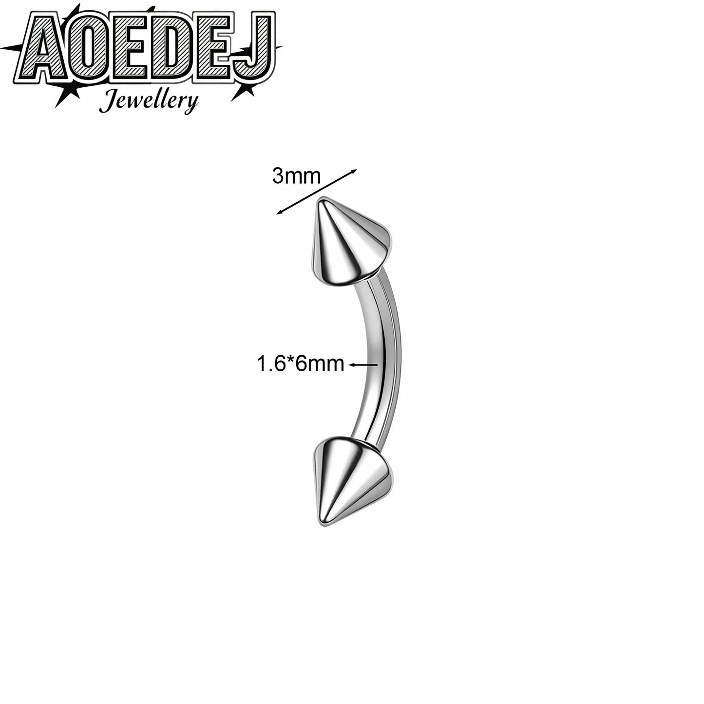 AOEDEJ 14/16/18G 1-10pcs/lot Stainless Steel Eyebrow Piercings Spike Eyebrow Rings Curved Barbell Bridge Piercing Jewelry 6-14MM