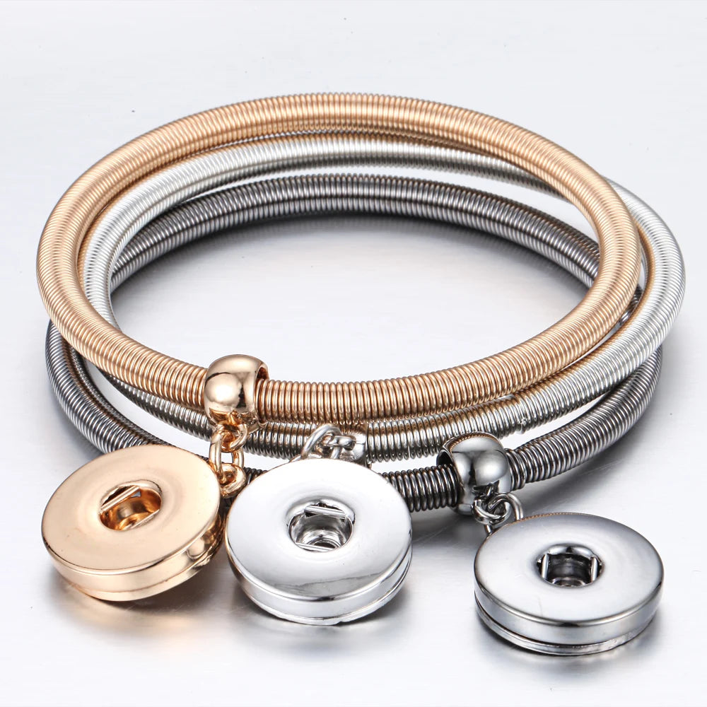 10pcs/lot Wholesale Metal 18mm Snap Button Bracelet Bangles Silver Gold Color Snap Bracelet Fit 20mm 18MM Snap Buttons Jewelry