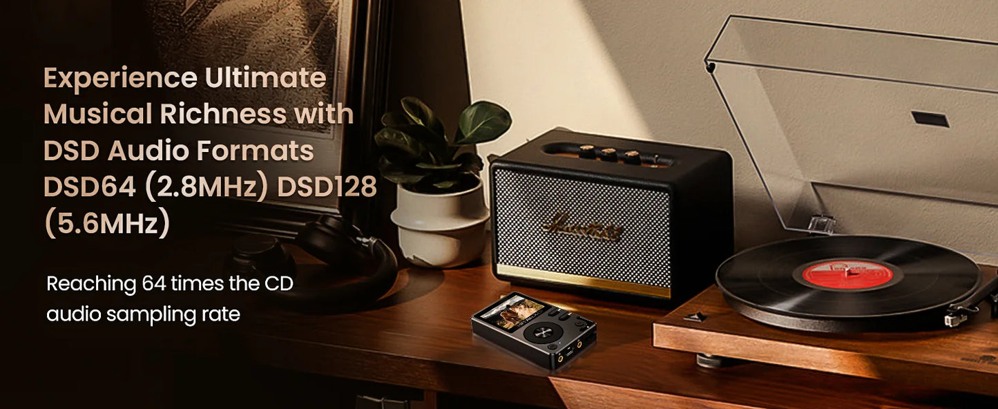 HIFI WALKER H2 Hi-Res MP3 Music Player Bluetooth Portable 128GB High Sound Quality  DAC FLAC APE Type-C Digital Audio Player