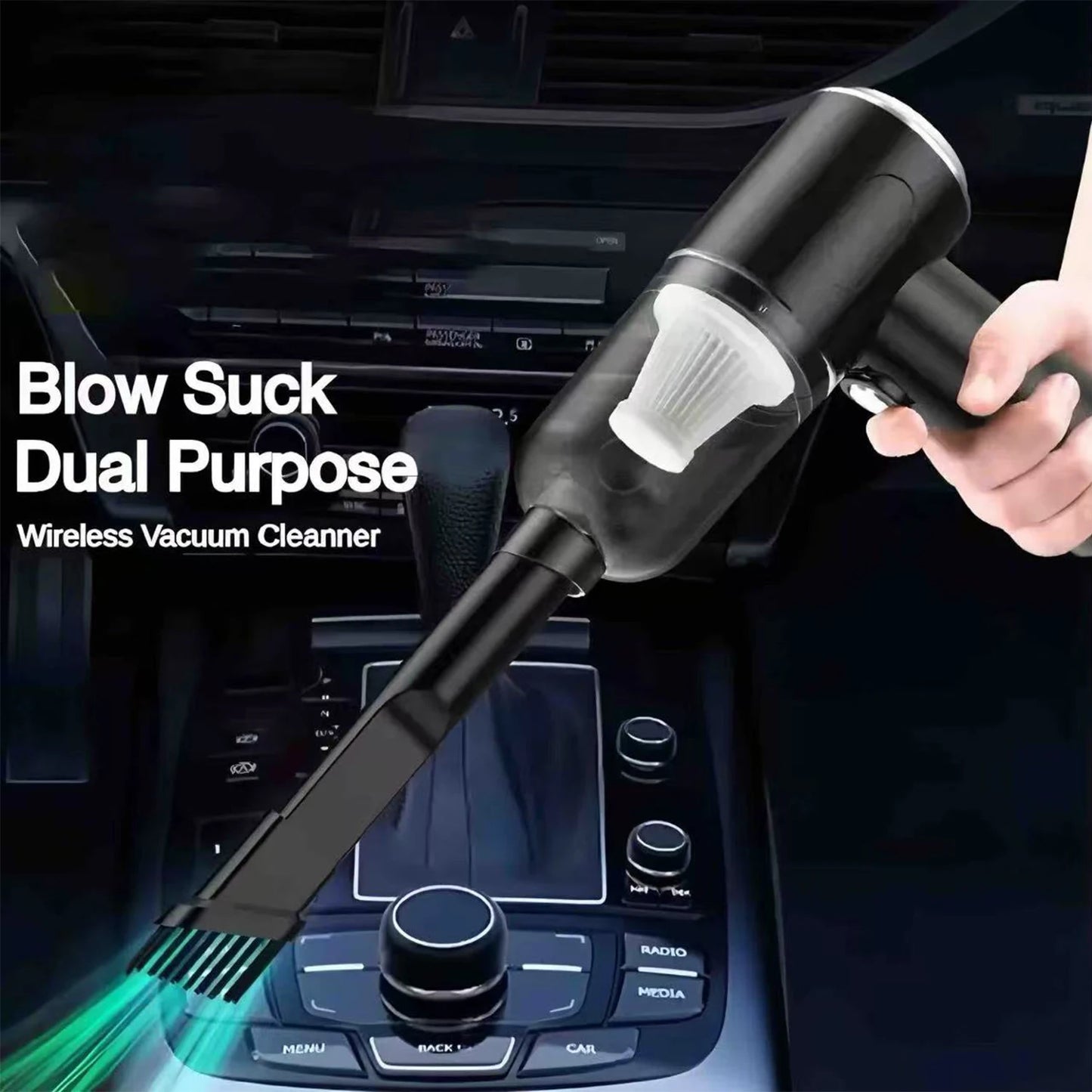 2025 Black Portable Car Wireless Vacuum Cleaner 120W Powerful Handheld for Home & Auto, Lightweight Cordless Rechargeable 3-in-1