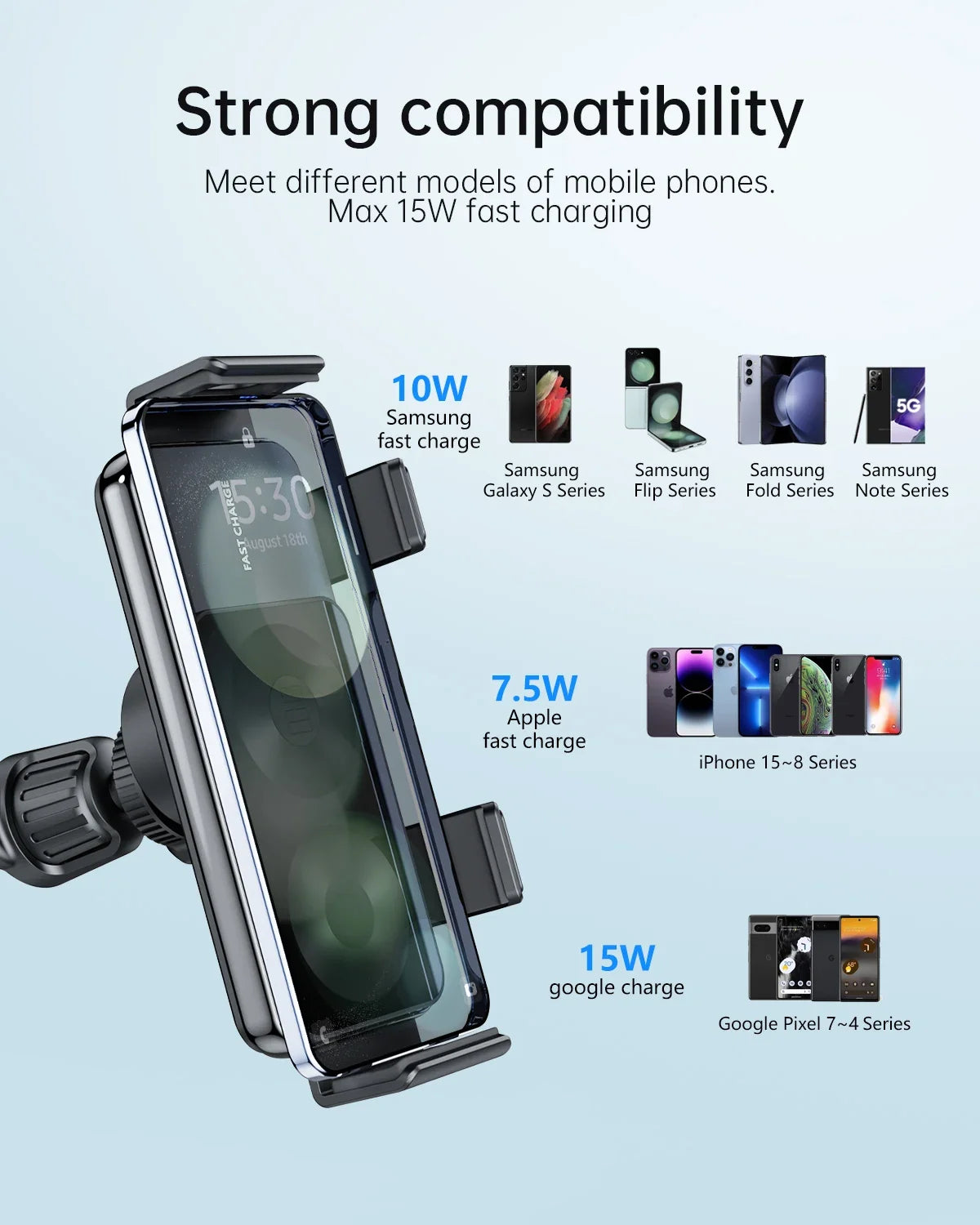 Eary 15W Wireless Car Charger for Huawei Mate XT Ultimate Car Phone Holder Mount Air Vent & Dashboard Fast Charging Accessories