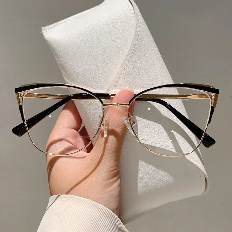 New Simple Metal Anti Blue Light Glasses for Women Fashion Vintage Cat Eye Glasses Business Computer Goggles Eyeglasses Whosale