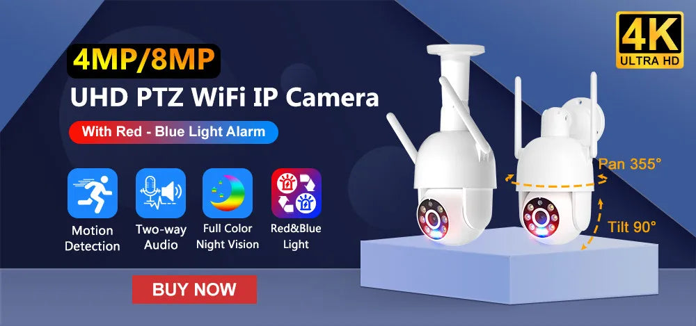 MISEC HD 4MP PTZ Wifi Wireless IP Camera Outdoor Human Detect  Two Way Communication Security Surveillance  Color Night Vision