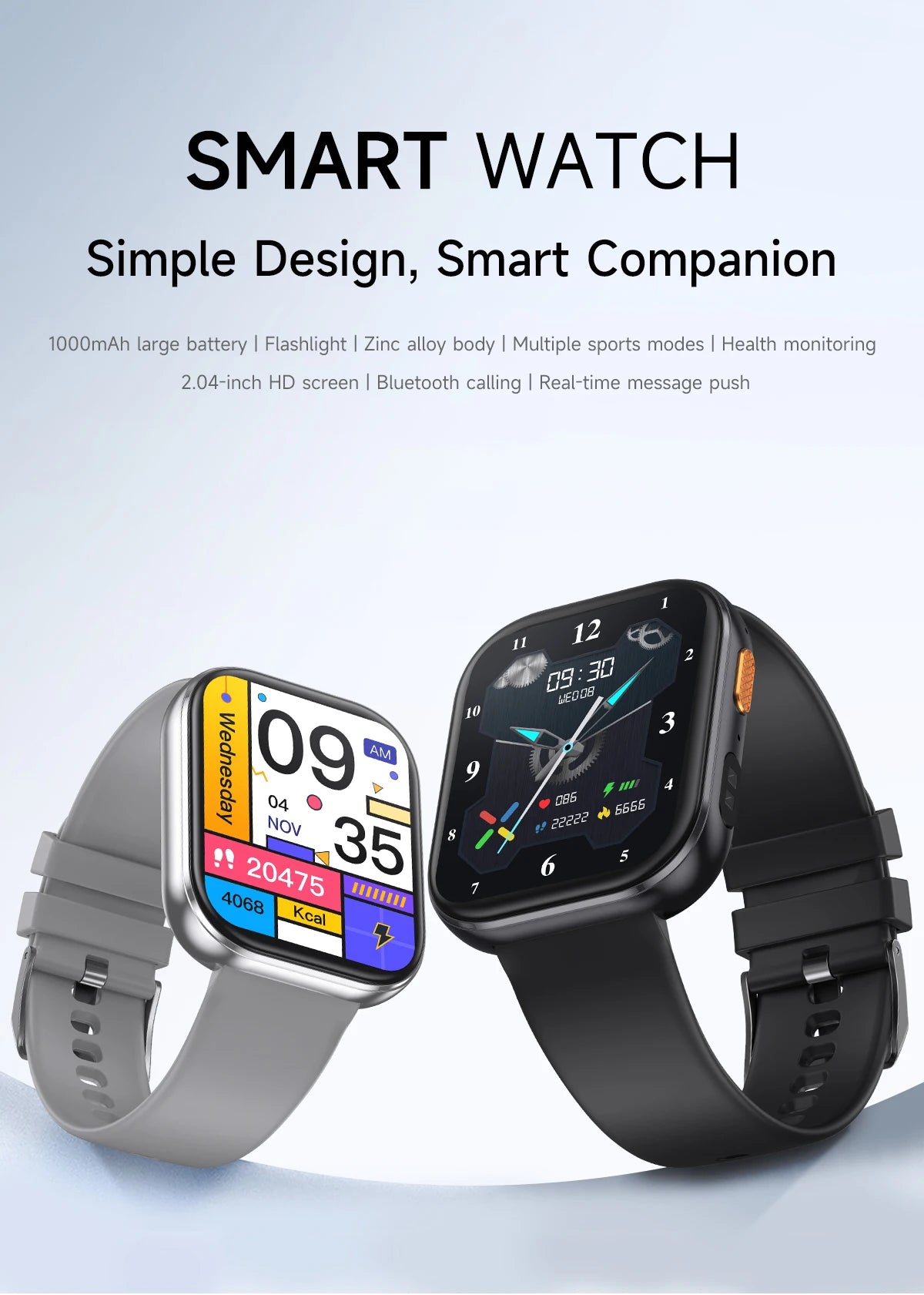 2025 New Military Grade Smartwatch Men 2.04" HD Screen Waterproof Sports Fitness Tracker Bluetooth call Smartwatch birthday gift