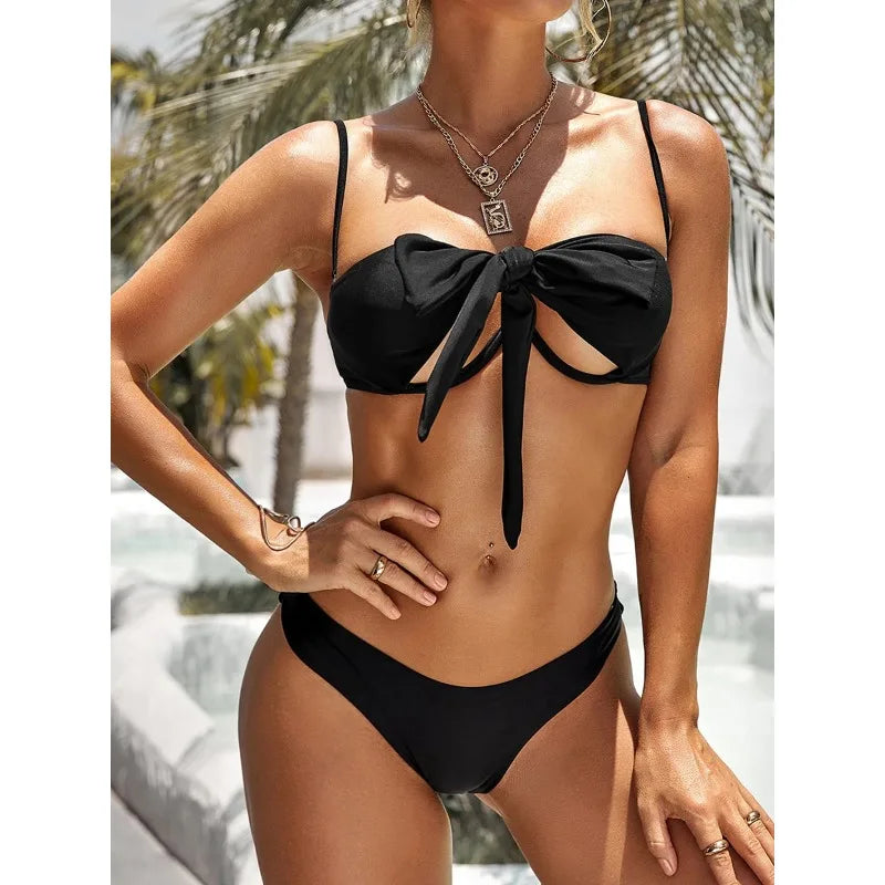 Sexy Bikini Women Cross Halter Underwire Swimsuit Split Push Up Bikini Set Female Bathers Swimming Summer Beachwear Bathing Suit