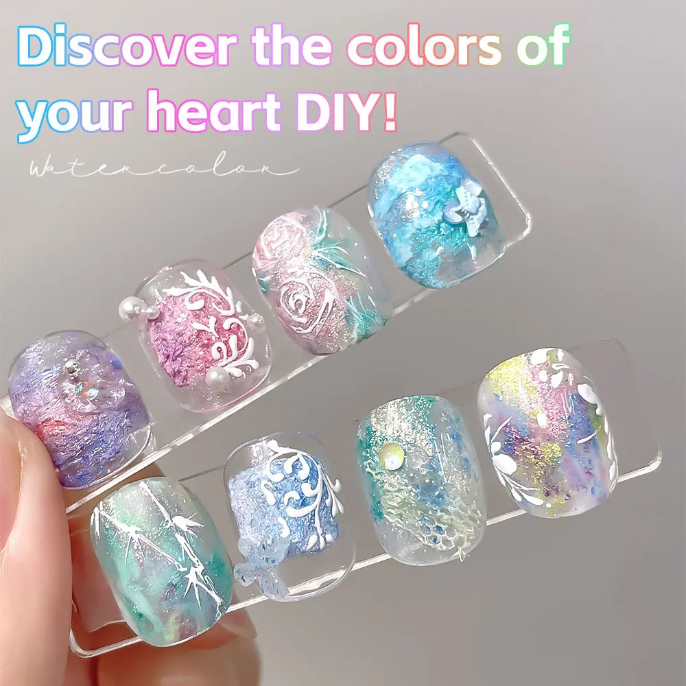 15/36 Color Pearlescent Watercolor Set,Easy-Blend Metallic Shimmer,Solid Paint for Nail Gel/Cat Eye Polish, DIY nail art Kit