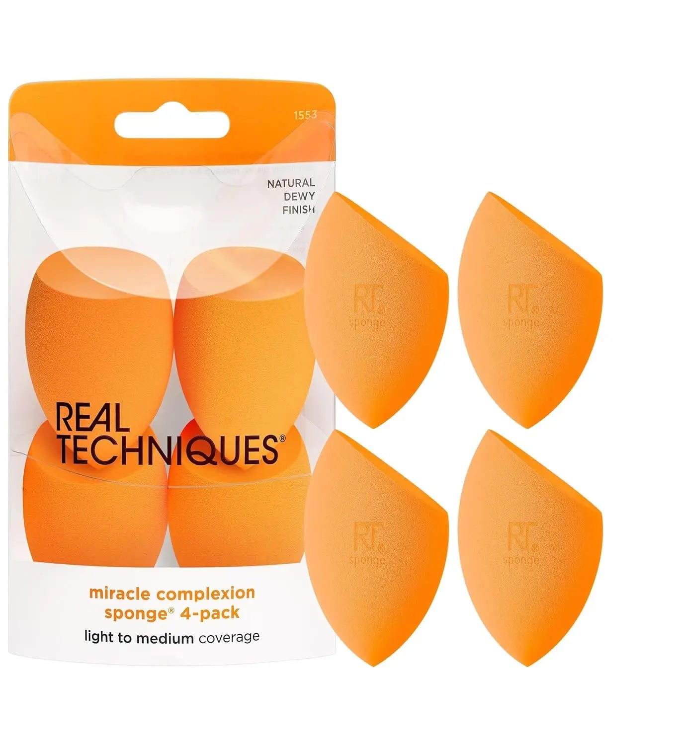 Real Techniques Complexion Sponge Makeup Blender Liquid and Cream Foundation Streak-Free Professional Makeup Tool Free 4 Count