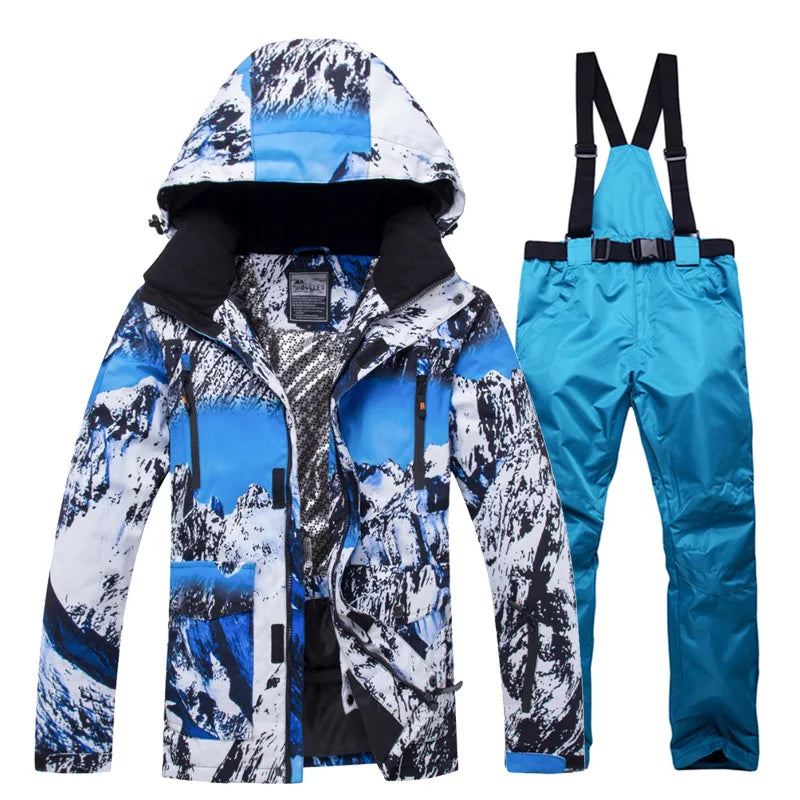 Winter Ski Suit for Men Outdoor Sports Warm Windproof Waterproof Snow Jackets Pants Male Ski Equipment Snowboard Jacket SK032