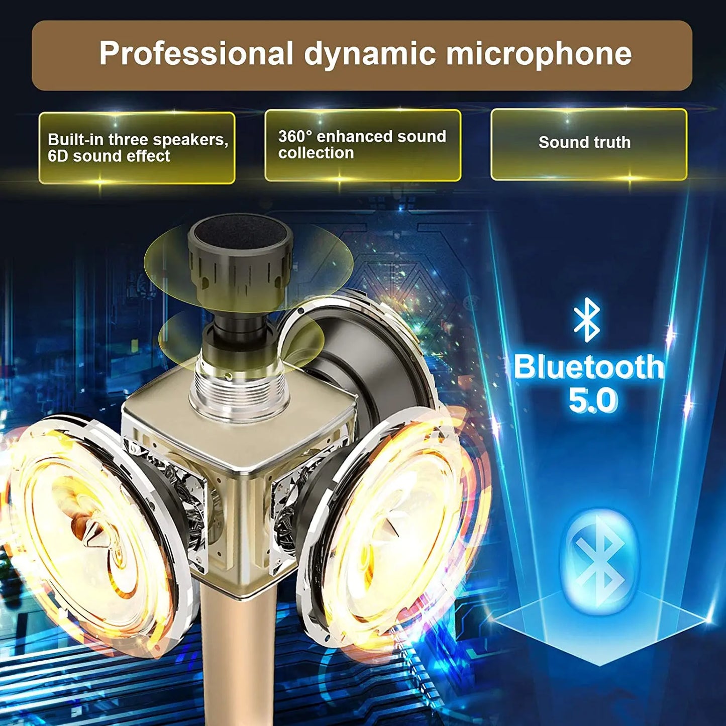 Karaoke Microphone Bluetooth Wireless Professional Dynamic Mic Portable Singing Machine for Home KTV Party Adult/Kid Gift