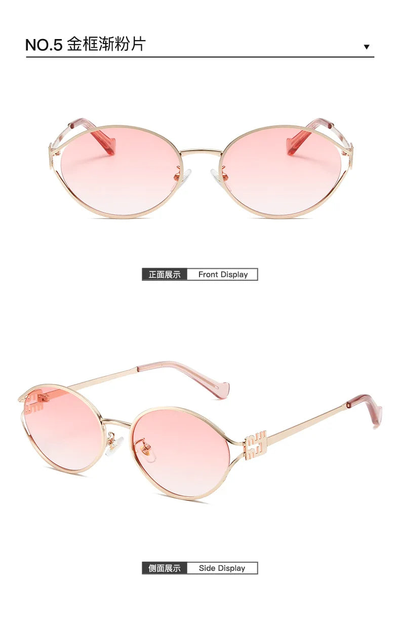 Fashion Oval Sunglasses Women Men Luxury Designer Metal Frames Sun Glasses Female Gradient Shades Eyewear UV400 De Sol Oculos