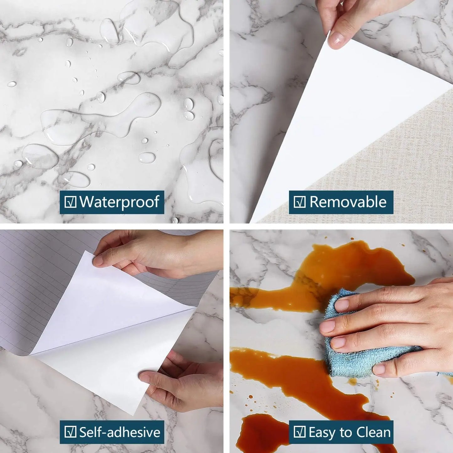 PVC Pearl Film Waterproof Wallpaper Room DIY Self-adhesive Black/White Wardrobe Kitchen High Gloss Paste Furniture Wall Stickers