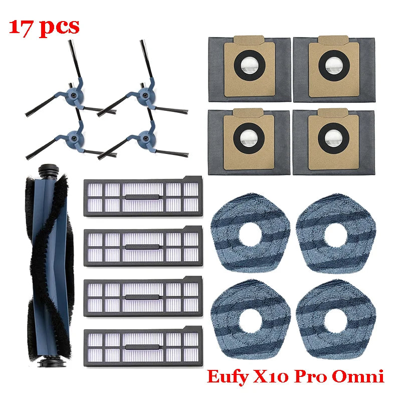 For Eufy X10 Pro Omni Replacement Parts Accessories Roller Side Brush Filter Mop Cloth Rags Pads Dust Bag Vacuum Cleaner Part