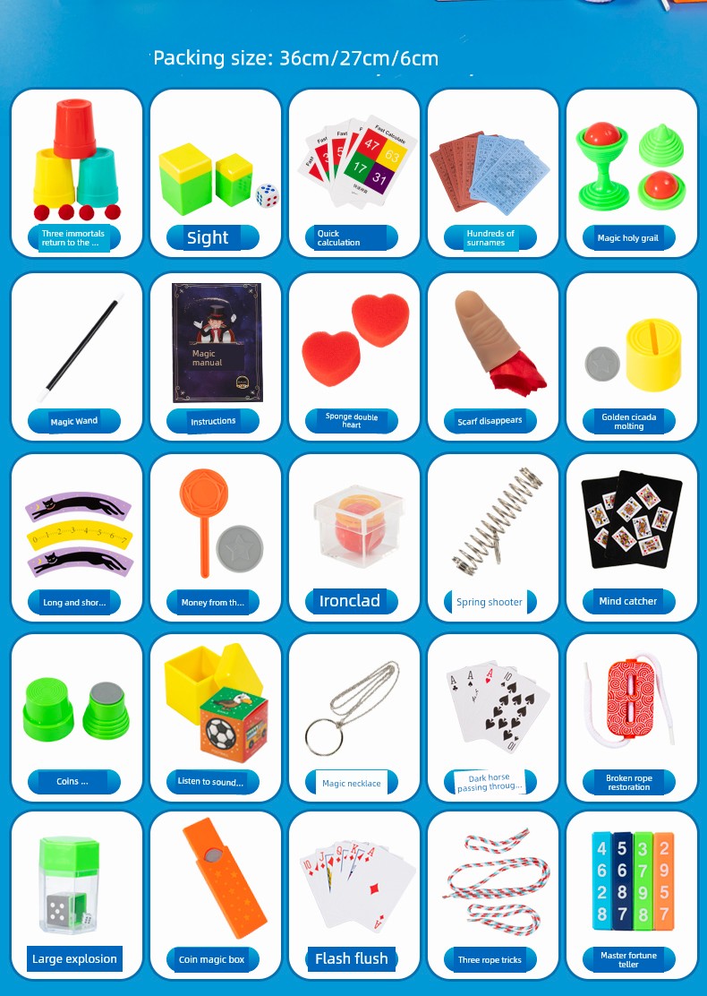 Children's Magic Props Toy Gift Box Close-Up Kindergarten Performance Set Magic Tricks Boy's Birthday Gift Shocking