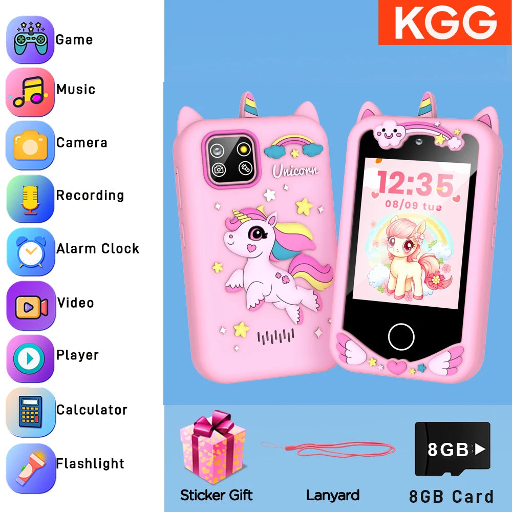 Kids Toy Phone 8GB Video Music Player 28 Games 20 Stories Mini Toy Phone Dual Camera Learning Educational Toys Children Gifts
