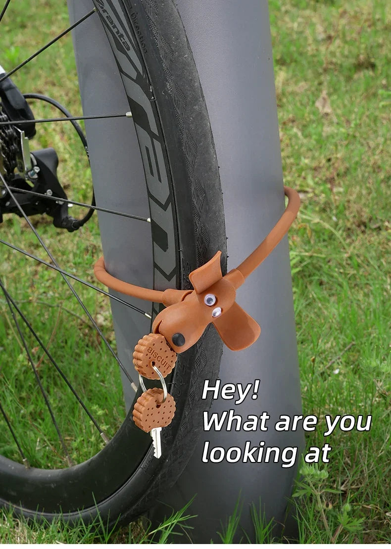 Bike Lock Creative Puppy Children's Bike Anti-theft Cute Cartoon Ring Portable Key Lock Cycling Gear Road Bike Riding Equipment