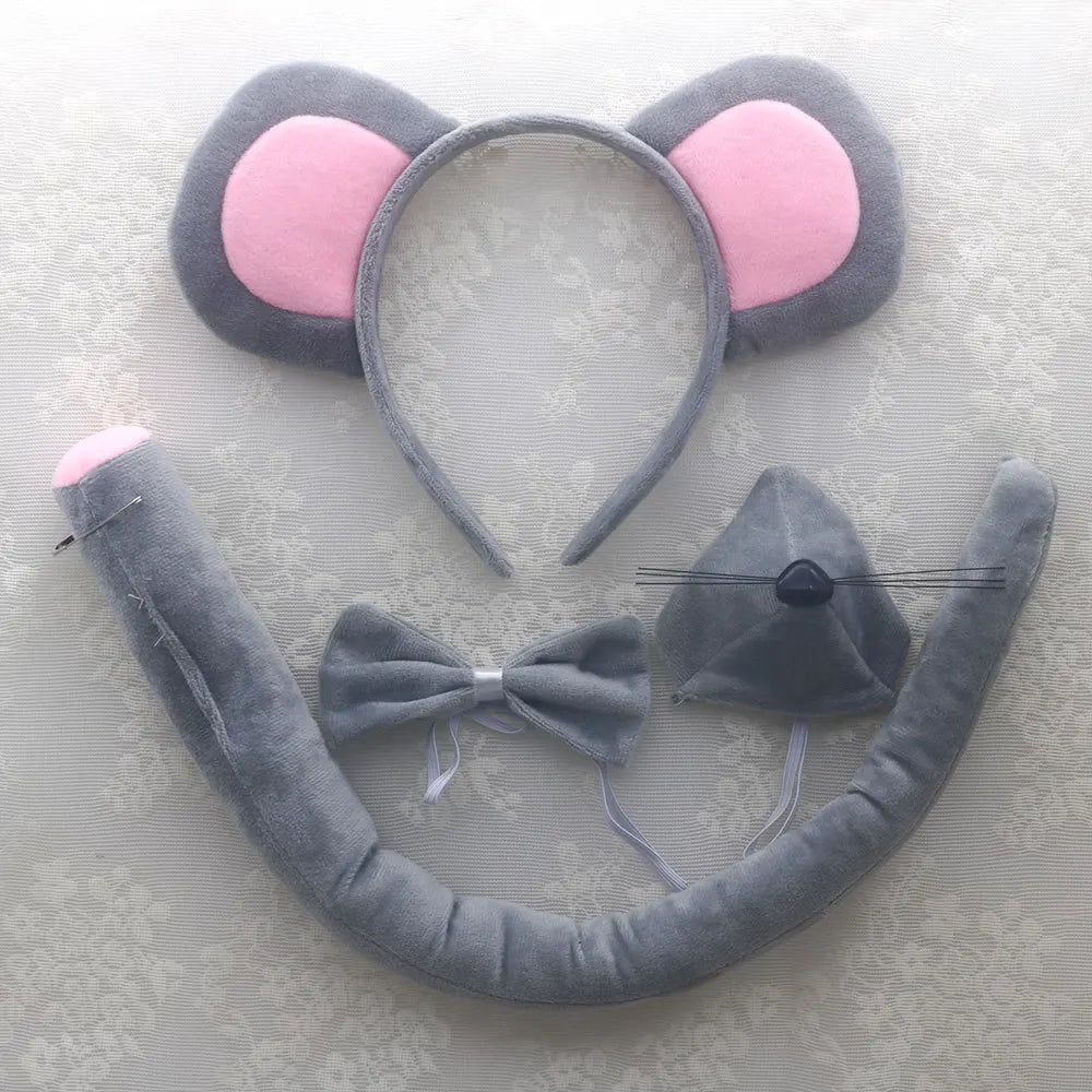 Mouse  Accessory Set Animal Ears Headband Tail Nose and Bow Tie Rat  Accessories Set Birthday Halloween Costume Cosplay