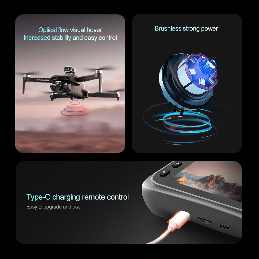 2025 Mini Drone 8K Professional HD Dual Cameras V168 Max Foldable Outdoor Drones Long Range WIFI FPV App RC Control Portable