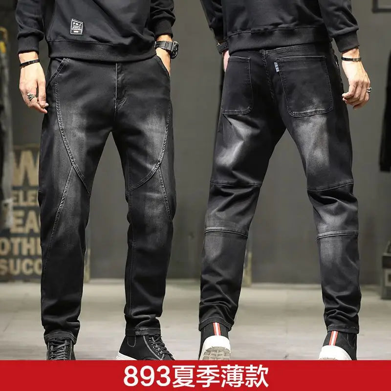Summer Designer Clothes High Quality Punk Harajuku Fashion Casual Plus Size Slim Fit Denim Jeans for  2025 Cowboy Pants for Men