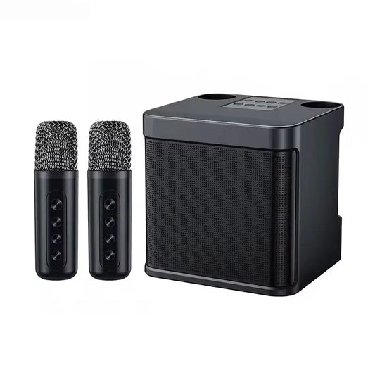 Karaoke Machine With 2 Wireless Dual Microphones Portable Boombox AUX TF Card U Disk Player Voice Changer For Party