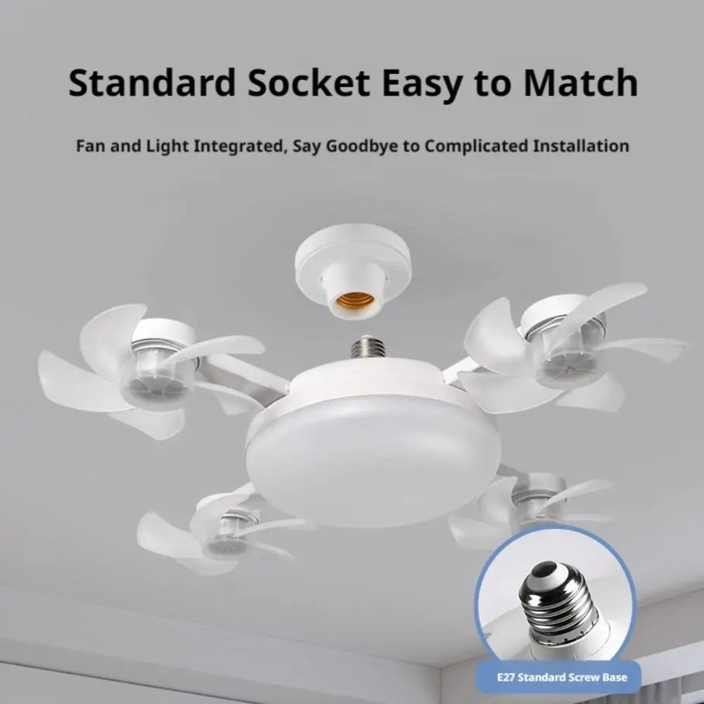 Drone Style Ceiling Fan Light E27 Base Remote Controlled Dimmable 3 Color LED Design  Retractable Blades for Living Room