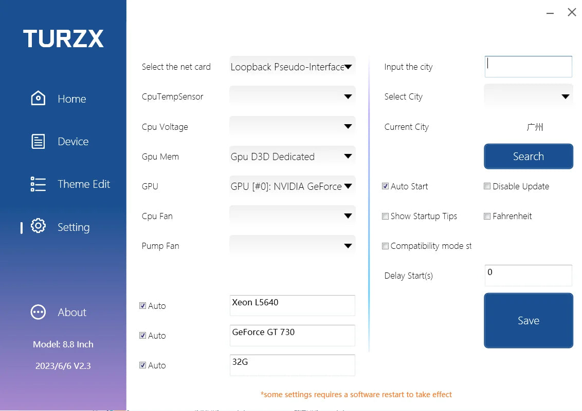 TURZX 8.8 Inch USB Secondary Screen Type-C Desktop Extended Display TF Card Play 1920*480 IPS LCD CPU RAM GPU Monitor NO AIDA64