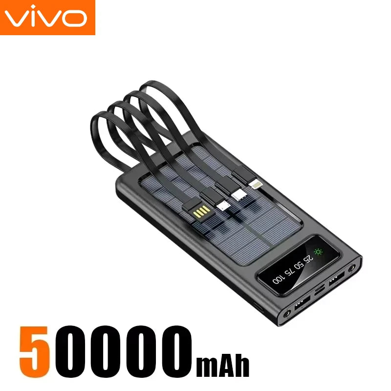 VIVO 5000000mAh Solar Power Bank Portable High Capacity Fast Charge External Battery with Flashlight Powerbank for All Phones