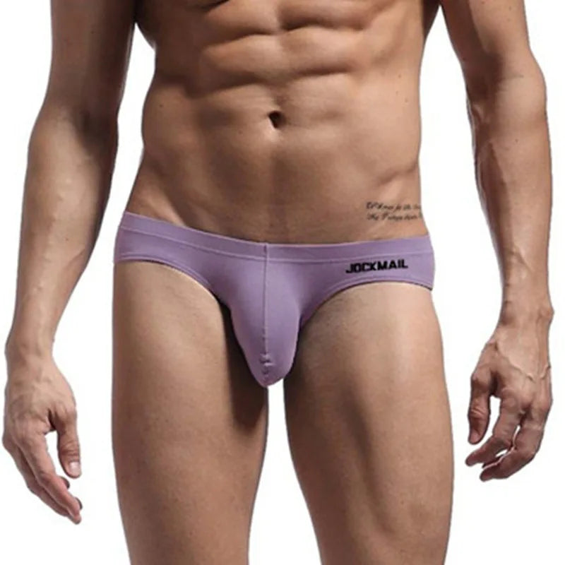 JOCKMAIL Summer New Men's Low Waist Panties Pink Sexy Gay Breifs Shorts Male Beach Bikini Bottoms Uderpants