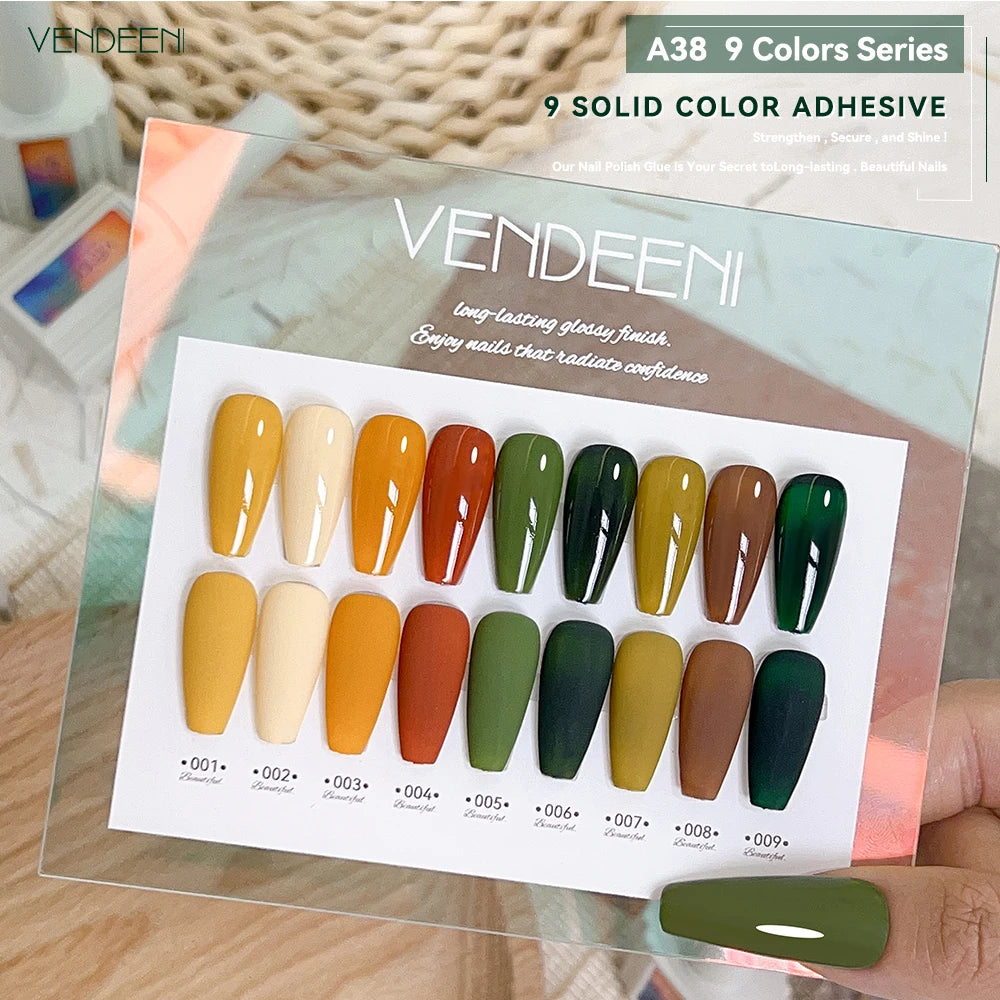 Vendeeni TPO HEMA Free 2025 Hot Sale High Quality 9-Color Nail Gel Polish Set Non-Toxic UV Gel Nail Art Kit for Nail Salon