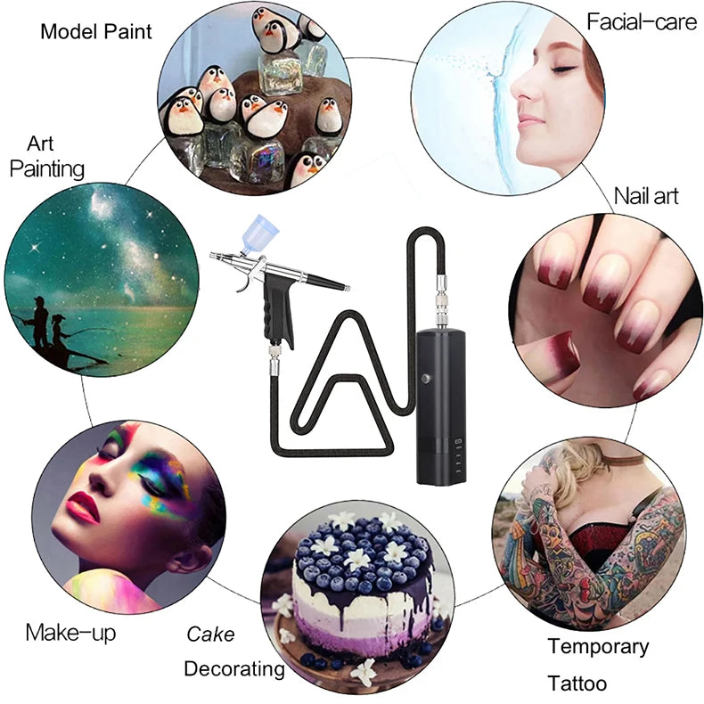 High Quality Cordless Mini Airbrush With Compressor Trigger Gun Cleaning Kit Foundation Makeup Oxygen Infusion Apparatus